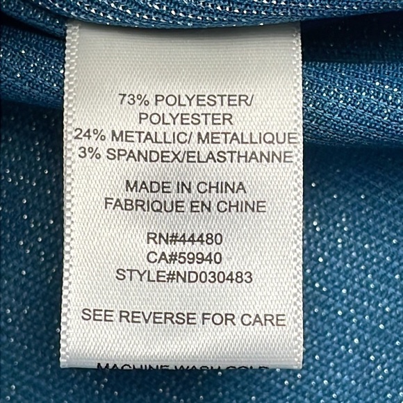 New Fourteenth Place Paulette Metallic Long Sleeve Mini Dress Faux Wrap Ruched M - Picture 13 of 13